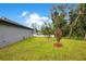 A spacious backyard featuring a manicured lawn, young trees, and lush landscaping, creating a serene outdoor space at 1896 12Th St, Orange City, FL 32763