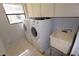 Functional laundry room featuring a washer, dryer, utility sink, and ample natural light at 4428 Sugartree E Dr, Lakeland, FL 33813