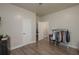 A bright bedroom with modern floors and large closet, providing ample storage space at 506 N Wales Dr, Lake Wales, FL 33853