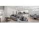 Open concept living room and kitchen area featuring modern furniture, neutral tones, and plenty of natural light at 5335 Se 127Th Ln, Belleview, FL 34420