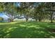 Large grassy backyard with mature trees and play area at 6155 Bethlehem Rd, Mulberry, FL 33860