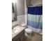 Bathroom features a vanity with a sink, toilet, and shower with a curtain at 6799 Glenbrook Dr, Lakeland, FL 33811