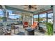 Relaxing screened lanai with comfortable seating, ceiling fan, and views of the backyard and pool area at 7525 Jessamine Dr, Lakeland, FL 33810