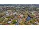 Aerial image shows a home surrounded by mature trees near a pond in a peaceful neighborhood setting at 3845 Garnet Dr, Mulberry, FL 33860