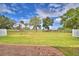 Spacious backyard with brick patio, chain link fence and lush green grass at 3226 Oak Tree Ln, Winter Haven, FL 33884