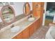 Bathroom with double sinks, a large vanity and a jacuzzi tub at 3709 Feather Dr, Lakeland, FL 33812