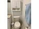 Small bathroom with white toilet and pedestal sink at 520 Green Cir, Fort Meade, FL 33841