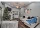 Spacious living room with a fireplace and large sectional sofa at 111 Arbor Way, Auburndale, FL 33823