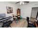 Music-themed bedroom with keyboard, drum set, and built-in shelving at 1655 Laurel Oaks Dr, Bartow, FL 33830