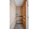 Unfinished storage room with wooden shelves at 4241 Oak Loop # 36, Mulberry, FL 33860