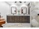 Bathroom boasts double vanity, granite countertops, and large shower at 5171 Deeson Pointe Ct, Lakeland, FL 33805