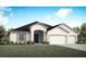 Single-story home with two-car garage and landscaped lawn at 557 Silver Course Run, Ocala, FL 34472