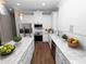 Modern kitchen featuring white cabinetry, granite counters, and stainless steel appliances at 715 Teaberry Trl, Polk City, FL 33868