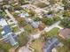 Aerial view of a residential neighborhood showcasing a single-Gathering home and surrounding properties at 1628 Lakewood S Dr, Lakeland, FL 33813