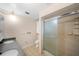 Bathroom with double vanity and large shower at 1628 Lakewood S Dr, Lakeland, FL 33813