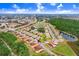 Aerial view of townhome community showing building location, landscaping, and nearby lake at 16202 Indian Creek Dr # 16202, Kissimmee, FL 34759