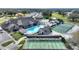 Aerial view of community with clubhouse, pool, tennis, and shuffleboard at 3618 Highland Fairways Blvd, Lakeland, FL 33810