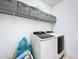 Laundry room with shelving and modern washer and dryer at 8 Sawfish Ln, Kissimmee, FL 34759