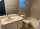 Clean bathroom with single sink vanity, toilet, and bathtub at 1041 Heron Ct, Kissimmee, FL 34759