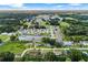 A captivating aerial view of a neighborhood featuring a serene pond and well-manicured homes at 123 Padgett N Pl, Lakeland, FL 33809