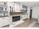 Stone fireplace with built-in shelving and mantle in the living room at 4312 Glenview Dr, Lakeland, FL 33810