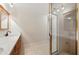 Bathroom with double vanity and walk in shower at 4718 Valley Hill Ct, Lakeland, FL 33813