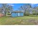 Backyard view of a light blue house with a grassy area at 1033 Fleming Ave, Lakeland, FL 33815