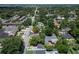 Aerial view showcasing location of the home within a residential neighborhood and mature trees at 2016 Seminole Trl, Lakeland, FL 33803