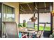 Relaxing screened patio with seating area and lush greenery at 4128 Aberdeen Ln, Lake Wales, FL 33859