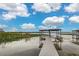 Dock extends out on the lake with seating area to enjoy the water views and sunshine at 739 Swann Dr, Lakeland, FL 33809