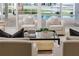 Bright living room showcasing comfortable seating, a modern coffee table, and a glimpse of the outdoor pool area at 739 Swann Dr, Lakeland, FL 33809