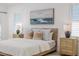 Close-up of the main bed in a neutrally decorated room with lamps on either bedside table at 739 Swann Dr, Lakeland, FL 33809
