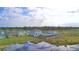 An aerial view captures a neighborhood nestled by a tranquil lake and lush green spaces at 2816 Ivy Lake Ct, Lakeland, FL 33811