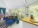 Living area with blue sofa and verdant views at 2907 Marion Way # 2907, Haines City, FL 33844