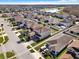 Neighborhood aerial view of homes, showcasing a peaceful community with a pond, and well-maintained lawns at 3460 Canvas St, Kissimmee, FL 34741
