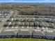 An aerial view of a well-maintained community showcasing rows of attractive townhomes and manicured landscaping at 5002 Rain Shadow Dr, St Cloud, FL 34772