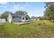 Wide view of the backyard showing a house with a patio, spacious lawn, and a neighboring property at 5942 White Tail Loop, Lakeland, FL 33811