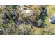 Aerial view showing property surrounded by mature trees, driveway access and neighboring home at 4075 Davis Rd, Mulberry, FL 33860