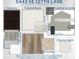 Color schemes showcasing cabinet, countertop, tile, flooring, paint, exterior trim, and door finish options at 5443 Se 127Th Ln, Belleview, FL 34420