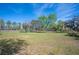 Expansive grassy field with mature trees and wooden perimeter fence under a bright blue sky at 6615 Broken Arrow S Trl, Lakeland, FL 33813