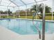 This dazzling pool is enclosed and features a convenient handrail for easy access and safety at 7965 Kaitlin Cir, Lakeland, FL 33810