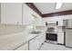 Bright kitchen featuring stainless steel appliances and white cabinets with window view at 144 Lowell Rd, Winter Haven, FL 33884