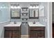 Stylish bathroom with a double vanity, industrial lighting and modern fixtures at 560 Hatchwood Dr, Haines City, FL 33844