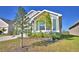 A lovely green house with well-maintained landscaping and healthy young palm and leafy tree at 136 Krenson Bay Loop, Winter Haven, FL 33881