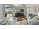 Comfortable living room with sliding glass doors leading to the screened lanai and pool at 1420 Mickelson Ct, Davenport, FL 33896