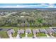 Neighborhood aerial view featuring single-story homes with well-maintained lawns and lush trees in the surrounding area at 153 Heritage Park Ln, Mulberry, FL 33860