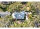 Aerial view of a home surrounded by mature trees in a residential neighborhood at 21 Townhill Dr, Eustis, FL 32726