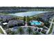 Community aerial view showcasing neighborhood amenities and a swimming pool at 421 Chayne Pl, St Cloud, FL 34771