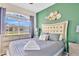Bedroom with a large window, stylish furniture, neutral tones and unique wall decor at 435 Gleneagles Dr, Davenport, FL 33897