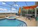 Relaxing screened pool area with a hot tub and patio set at 435 Gleneagles Dr, Davenport, FL 33897